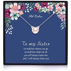 OR OLD RUBIN Sister Necklace 925 Sterling Silver Cat Pearl Necklace Big Sister Gifts, Sister Gifts for Sister, Sister Necklace, Sister Birthday Jewelry Gifts, Sisters Gifts, Gift for Sister