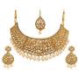 Bindhani Womens Indian Jewelry Simple Bridal Wedding Party Wear Crafted Brides Gold Plated Kundan Polki Choker Necklace Earrings Tikka Bollywood Style Fashion Jewellery Set for Bridemaids