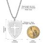 Jewenova Shield Armor of God Ephesians 6:16-17, Faith Cross Pendant Necklace for Men Stainless Steel Christian Jewelry Gifts for Men Women