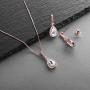Mariell 14K Rose Gold Plated Cubic Zirconia Pear-Shape Necklace & Earrings Bridal and Wedding Jewelry Set