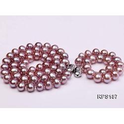 JYX Pearl Necklace Set AAA Quality 7-8mm Round Freshwater Cultured Pearl Necklace and Earings Set