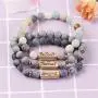 YINI 3 Pcs Natural Volcanic Stone Friendship Bracelets Handmade Beaded Stretch Bracelets