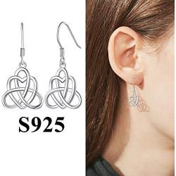 Silvora Celtic Knot Earrings for Women, Sterling Silver Vintage Triquetra Knot Ear Studs, S925 Delicate Irish Dangle Earrings for Girls