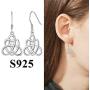 Silvora Celtic Knot Earrings for Women, Sterling Silver Vintage Triquetra Knot Ear Studs, S925 Delicate Irish Dangle Earrings for Girls