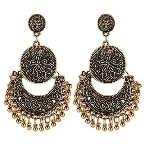 Amvie Antique Bohemian Earrings for Women Ethnic Brocade Mexico Gypsy Engraved Lotus Hook Dangle Earrings for Girls Amvie Antique Bohemian Earrings for Women Ethnic Brocade Mexico Gypsy Engraved Lotus Hook Dangle Earrings for Girls