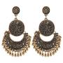 Amvie Antique Bohemian Earrings for Women Ethnic Brocade Mexico Gypsy Engraved Lotus Hook Dangle Earrings for Girls