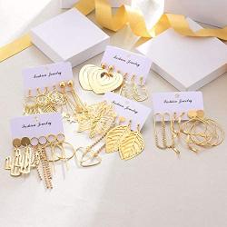 29 Pairs Assorted Multiple Stud Earrings set for Women Girls Simple Hoop earring set Girls jewelry…