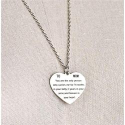 Gifts for Mom Women You Are the Only Person Heart Pendant Necklace Mother Gifts Charm Necklace Gifts for Mom from Son Daugter Mothers Day Gifts Birthday Christmas Gifts for Mother