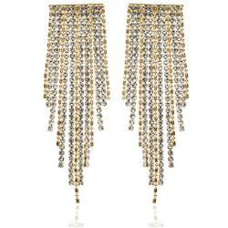 Tassel Earrings - Statement Earrings – Fringe Earrings – Rhinestone & Metal Chandelier Dangle – Silver, Gold, & Rose Gold Plated - Sparkling Genuine Crystals - with Gift Box included