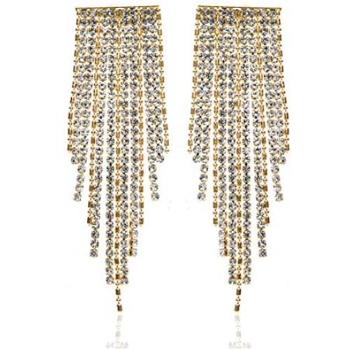 Tassel Earrings - Statement Earrings – Fringe Earrings – Rhinestone & Metal Chandelier Dangle – Silver, Gold, & Rose Gold Plated - Sparkling Genuine Crystals - with Gift Box included