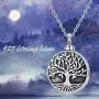 TRISHULA Tree of Life Cremation Locket Necklace for Memorial, Music Note Butterfly/Heart Rose 925 Sterling Silver Urn Jewelry Pendant,Keepsake Charm Pendant Jewelry for Women