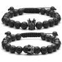 Top Plaza Couple Distance Bracelets Lava Stone Beads Essential Oil Diffuser Adjustable Bracelet with King Queen Crown Charm