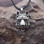 HAQUIL Wolf Necklace - Metal Alloy, Spirit Wolf Head Pendant - PU Leather Cord - Teen Wolf Merchandise