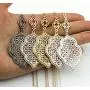 StylesILove Womens Trendy Pave Rhinestone Long Chain Quatrefoil Pendant Necklace Dangle Earrings