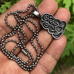 Maori Hawaiian Polynesian Saipanese Tribal Jewelry Hei Tiki Minky Monkey protection Amulet Pewter Unisex Mens boys Pendant Necklace Charm for men boys w Silver Ball Chain