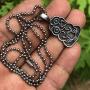 Maori Hawaiian Polynesian Saipanese Tribal Jewelry Hei Tiki Minky Monkey protection Amulet Pewter Unisex Mens boys Pendant Necklace Charm for men boys w Silver Ball Chain