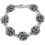 Black Antiqued Finish Roses Flowers Bracelet For Women For Girlfriend Hollow 925 Sterling Silver 7.5 Inch Black Antiqued Finish Roses Flowers Bracelet For Women For Girlfriend Hollow 925 Sterling Silver 7.5 Inch
