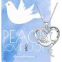 WSNANG White Dove Jewelry Peace and Love Necklace Dove in Heart Necklace Peace Statement Gift