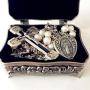 elegantmedical Stations of the Cross Prayer Rosary Real White Pearl Beads Necklace Catholic Gifts Box