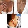 ORAZIO Layered Necklace for Women Star Ball Horn Infinity Leaf Bead Feather Shell Circle Bar Coin Pendant Necklace Chain Jewelry