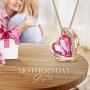 CDE Love Heart Pendant Necklaces for Women Silver Tone Rose Gold Tone Crystals Birthstone Valentines Day Jewelry Gifts for Women Party/Anniversary Day/Birthday