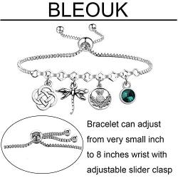BLEOUK Outlander Gift Outlander Inspired Adjustable Bracelet Gift Outlander Scottish Thistle Dragonfly Charm Bracelet Outlander Fans Jewelry