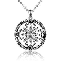 ONEFINITY Compass Necklace Sterling Silver Compass Pendant Necklace Graduation Friendship Travel Necklace Inspirational Jewelry Gifts for Women Men