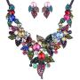 EVER FAITH Austrian Crystal Spring Floral Leaves Plant Cluster Multicolor Jewelry Set