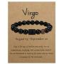 EnjoIt 10mm Natural Black Onyx Stone Zodiac Bracelet Star Sign Constellation Horoscope Bracelet for Women Men with Constellation Card C2282