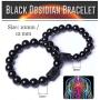 Anti-Swelling Black Obsidian Bracelet - Natural Obsidian Stone Bead Bracelet Couple Men 12mm and Women 10mm Dragon and Phoenix Totem Jewelry