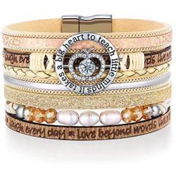 DESIMTION Teacher Appreciation Gifts Bracelets for Women 2021 Teacher Willow Apple Bracelets Jewelry Gifts for Teacher Appreciation Week Best Thank You Teacher Gift from Student