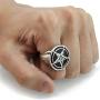 Elfasio Pentagram Satanic Baphomet Goat Rings Sulfur Leviathan Cross Satan Demon Devil Symbol Men Stainless Steel Ring Size 7-15