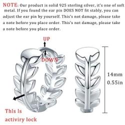 Small Hoop Earrings 925 Sterling Silver Tiny Cartilage Leaf Hoop Earrings Jewelry Gifts with Gift Box for women and girls( silver) (earring A)