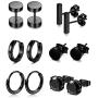 FIBO STEEL 4-6 Pairs Stainless Steel Stud Earrings for Men Women Hoop Earring Huggie 18G