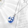 Konpicca Blue Sky Cloud Resin Necklace Transparent Resin Round Ball Teardrop Moon Pendant Necklace for Women Girls Adjustable