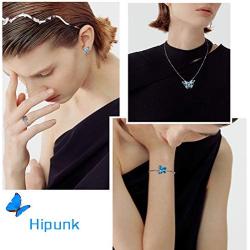 Hipunk 925 Sterling Silver Birthstone Butterfly Jewelry Women Crystal Animal Cute Butterflies Birthday Necklace/Earring/Ring/Bracelet Sets Birth Stone Statement Anniversary Jewellery