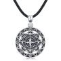 Compass Necklace for Men, S925 Sterling Silver Pendant''Compass of Life'' Men Jewelry Gifts with Leather Rope length 22inch (56cm)