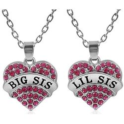 Big Sister & Little Sister Birthday Gifts, Sister Heart Necklace Gift Set of 2, Big Sis Lil Sis Jewelry Gifts for Girls, Teens, Women