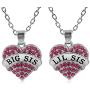 Big Sister & Little Sister Birthday Gifts, Sister Heart Necklace Gift Set of 2, Big Sis Lil Sis Jewelry Gifts for Girls, Teens, Women