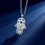 Beautlace Hamsa Hand of Fatima Necklace Silver/18K Gold/Black Gun Plated Star of David Hexagon Pendant with Cubic Zirconia Jewelry for Men and Women KP0051