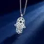 Beautlace Hamsa Hand of Fatima Necklace Silver/18K Gold/Black Gun Plated Star of David Hexagon Pendant with Cubic Zirconia Jewelry for Men and Women KP0051