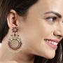 Efulgenz Boho Vintage Antique Gypsy Tribal Crystal Kundan Indian Oxidized Silver Chandbali Dangle Earrings Jewelry