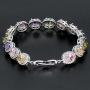 Oval Ladies Tennis Bracelet Inlay Garnet White Topaz Amethyst Citrine Peridot Pink Topaz 7 to 8 inch