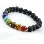 YOGA JOURNEYS 7 Chakra Stone Natural Lava Stone Reiki Infused Healing Bracelet