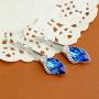 Latigerf Womens Teardrop Shaped Long Dangle Earring White Gold Plated made with Swarovski Crystal Blue