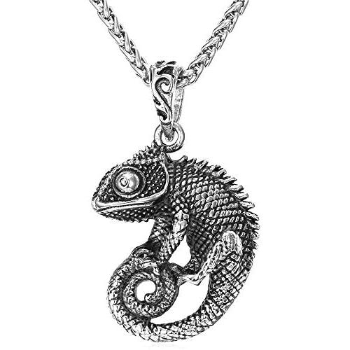 U7 Men Punk Stainless Steel 18K Gold Plated Alligator/Lizard/Chameleon Cool Animal Pendant with 22'' Chain