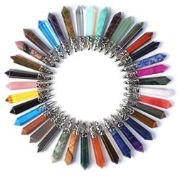 Justinstones 12pcs Big Semi-Precious Gemstone Crystal Healing Hexagonal Point Pendant Bead