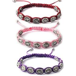 HanlinCC 6 PCS Saint Benedict Cord Bracelets for Women Men Evil Protection Medal Rosary Bracelet Set Catholic Gifts Religious Jewelry