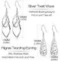 XCOIN 3 Pairs Celtic Knot Dangle Earrings for Women Silver Twist Wave Filigree Teardrop Fashion Earring Jewelry