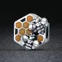 Bee Honeycomb Charm Beads 925 Sterling Silver Beads Fit for European Charm Bracelet